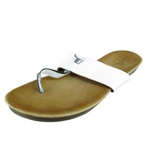Naya‎ Crescent Women Flip Flop Sandal Shoes Size 8 Medium White Leather